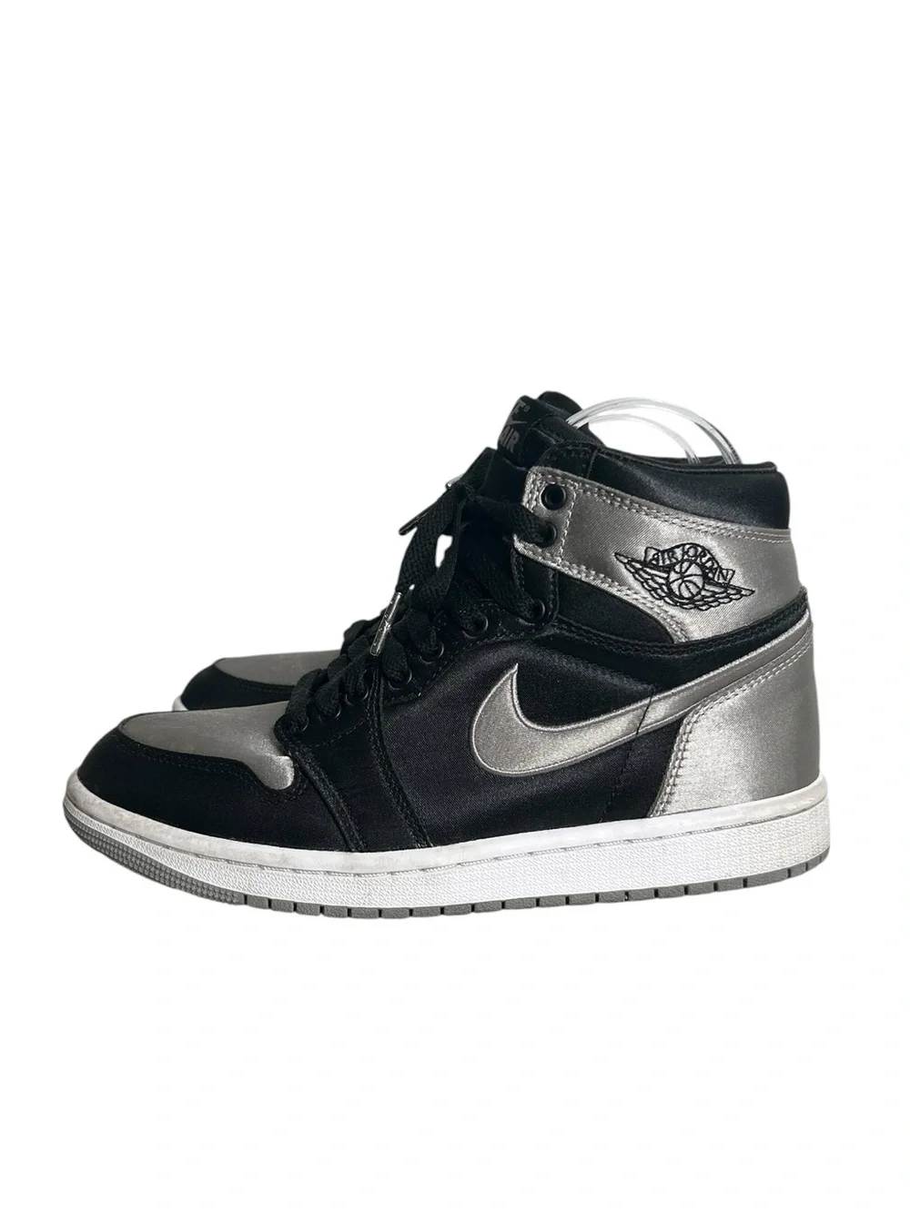 Air Jordan 1 Retro High OG Satin Shadow Black Silver Sneakers Women’s Size 7
